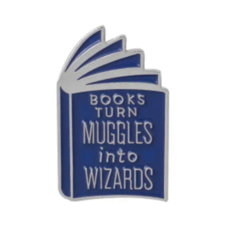 Books Turn Muggle's Into Wizard 1" x 0.9" Tack Pin